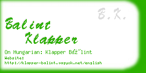 balint klapper business card